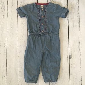 Denim Embroidered Detail Jumpsuit